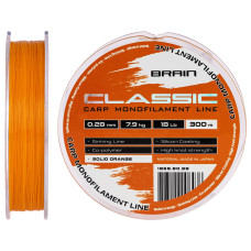 Волосінь Brain Classic Carp Line Solid orange 300m 0,28mm 7,9kg 18lb