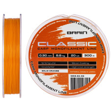 Волосінь Brain Classic Carp Line Solid orange 300m 0,30mm 8,8kg 20lb