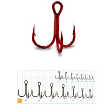 Gurza Round treble hook ST-36 # 2 RED 25 шт.