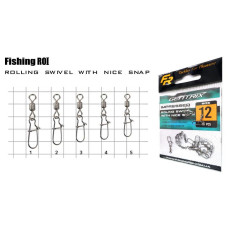 Вертлюг із застібкою Fishing ROI Impressed rolling swivel with nice snap №10  (М707)