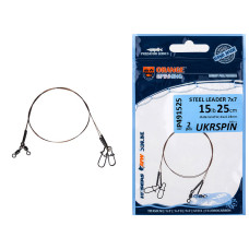 Повідець Ukrspin Orange Spinning плетений сталь AFW 1*19 20см 7кг(15lb)/0.25мм (2шт.)