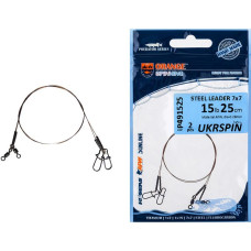 Повідець Ukrspin Orange Spinning плетений сталь AFW 7х7 30см18кг(40lb)/0.46мм (2шт/уп)